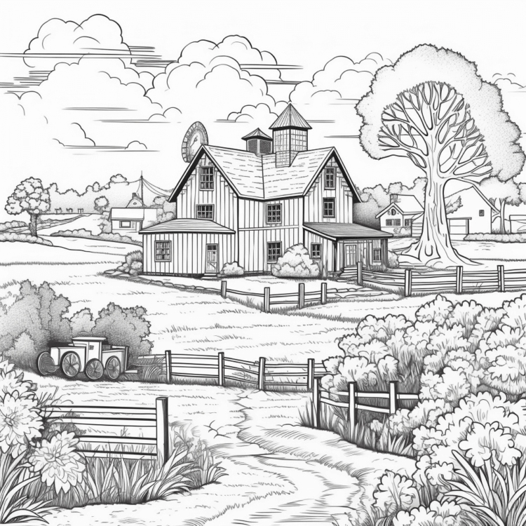 Coloring picture farm