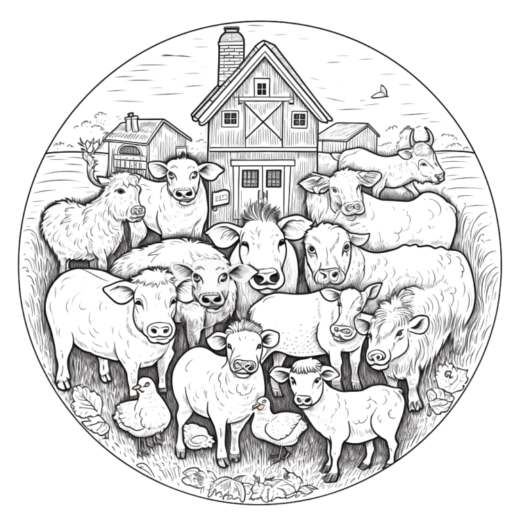 Dibujo para colorear animales de granja