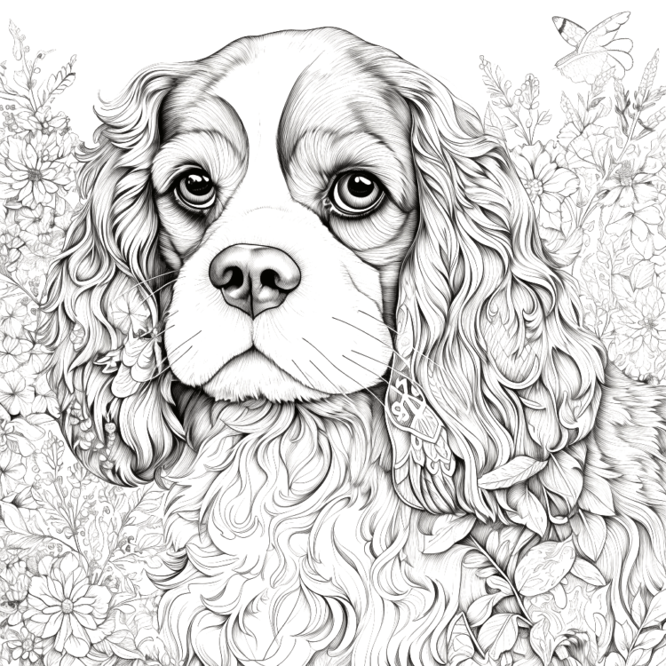 Dibujo para colorear Perro Cavalier King Charles Spaniel