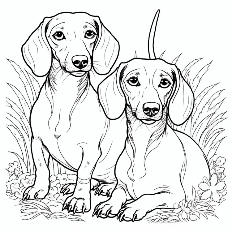 Dibujo para colorear de un perro salchicha