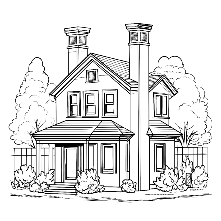 Dibujo para colorear casa sencilla