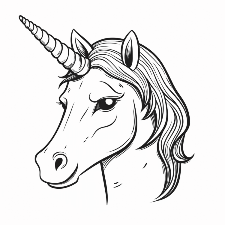 Dibujo para colorear cabeza de unicornio