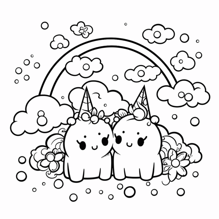 Coloring picture unicorn Pummel best friends
