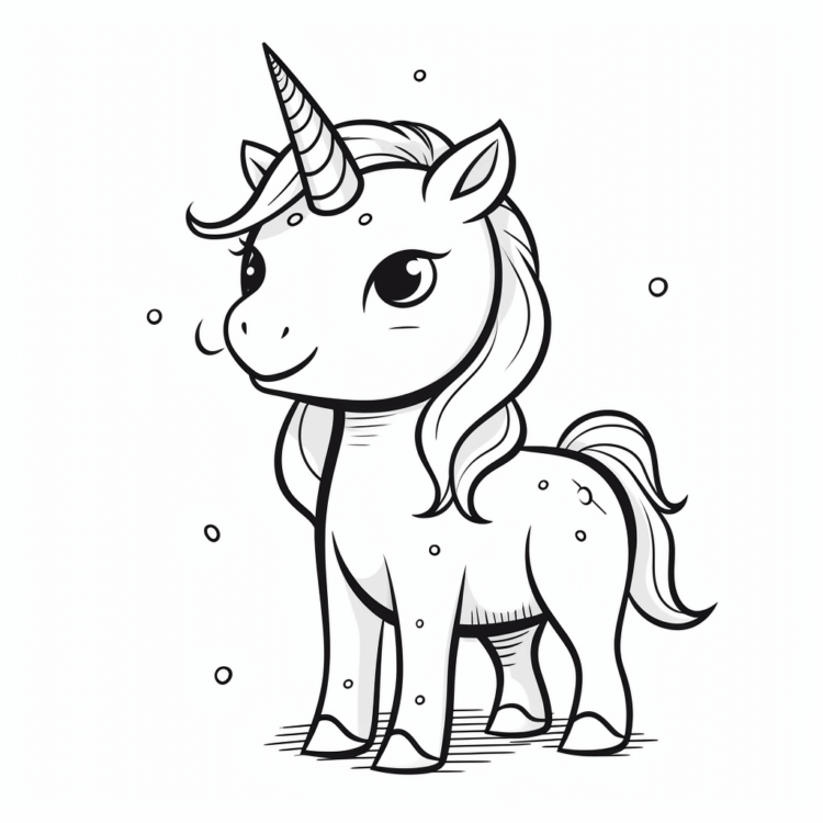 Dibujo para colorear unicornio Pummel sonríe