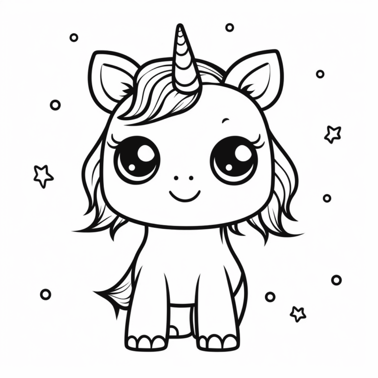 Dibujo para colorear unicornio Pummel con una sonrisa