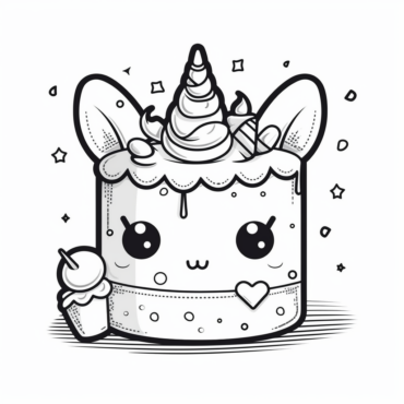 "Einhorn Torte" Ausmalbild - kostenlos herunterladen
