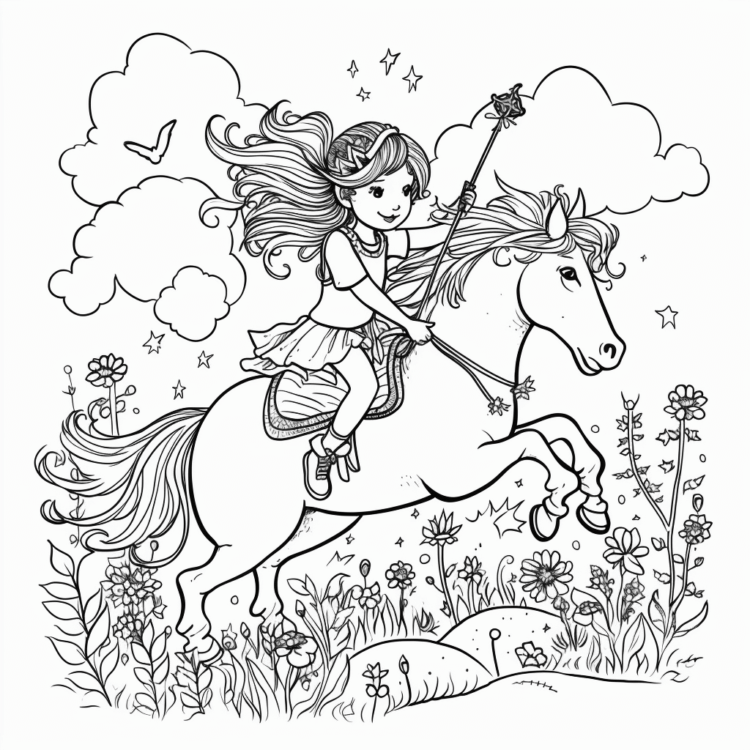 Dibujo para colorear hada unicornio