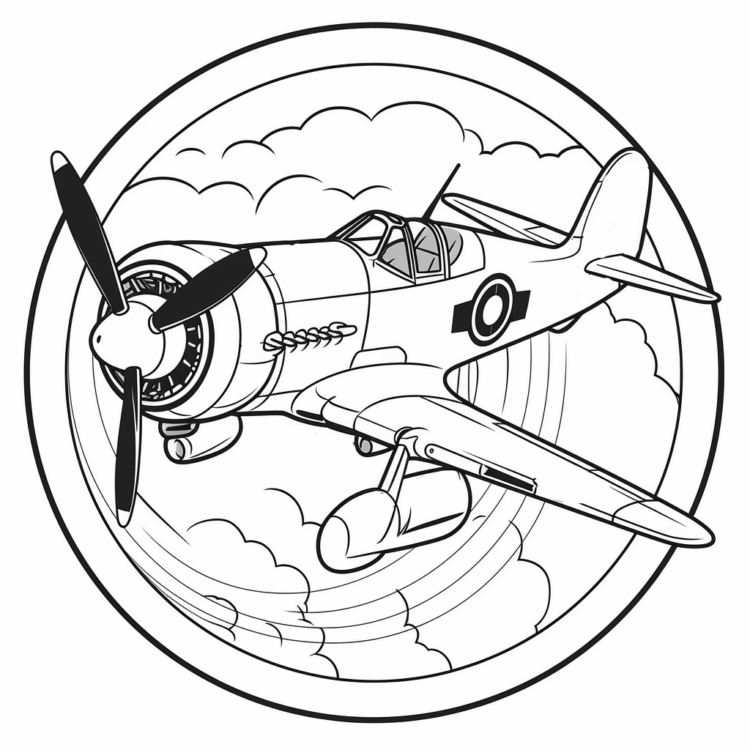 Dibujo para colorear avión Super Marine Spitfire