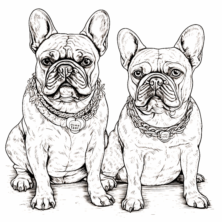Coloring picture French Bulldogs