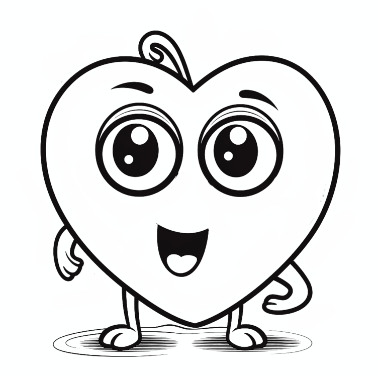 Dibujo para colorear corazón andante