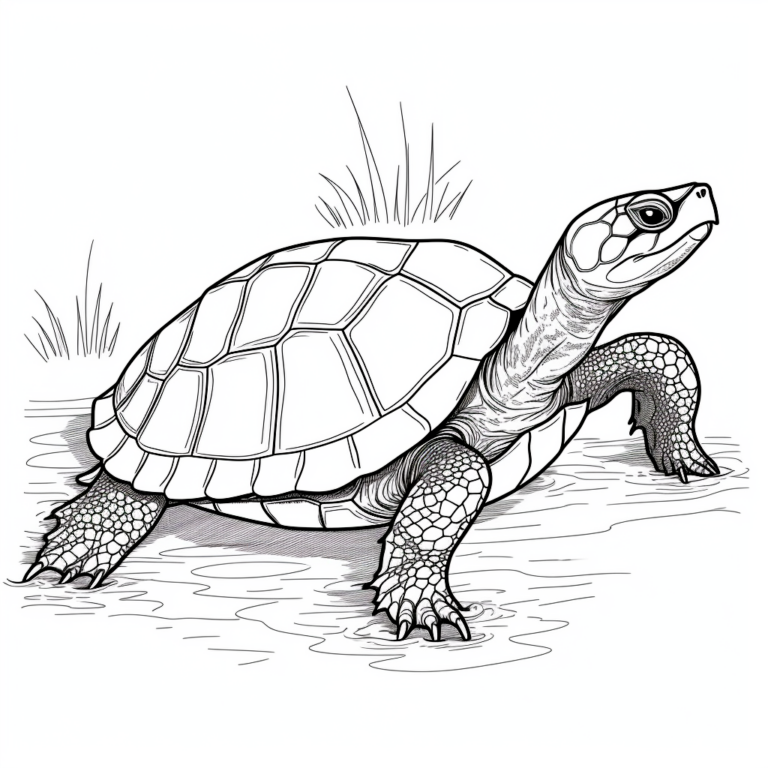 &ldquo;Gewöhnliche Landschildkröte&rdquo; Ausmalbild - kostenlos herunterladen