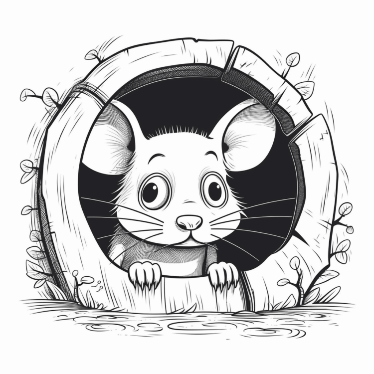 Dibujo para colorear ratón de ojos grandes