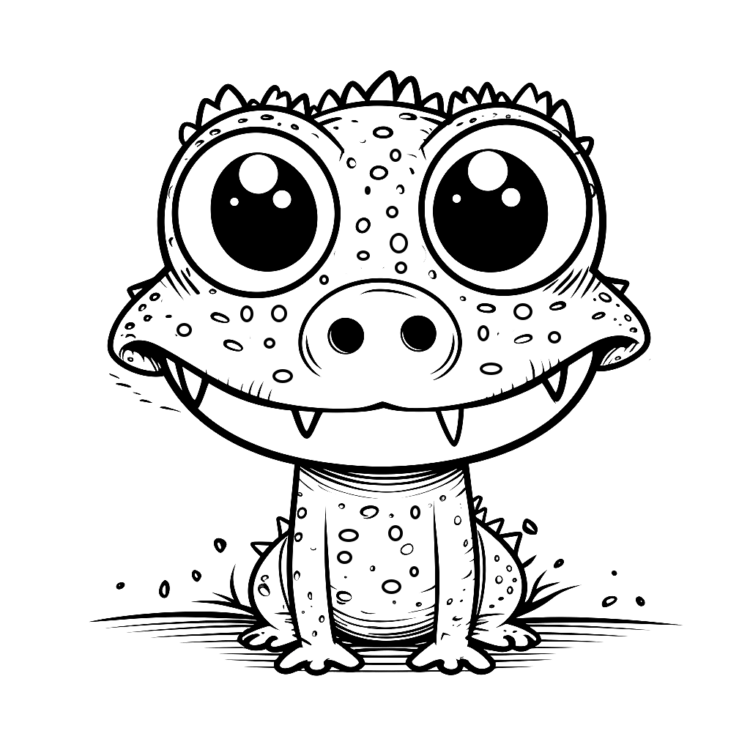 Ausmalbild Großäugiges Krokodil