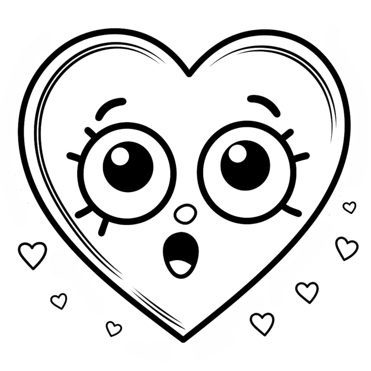 Dibujo para colorear ojos grandes corazón
