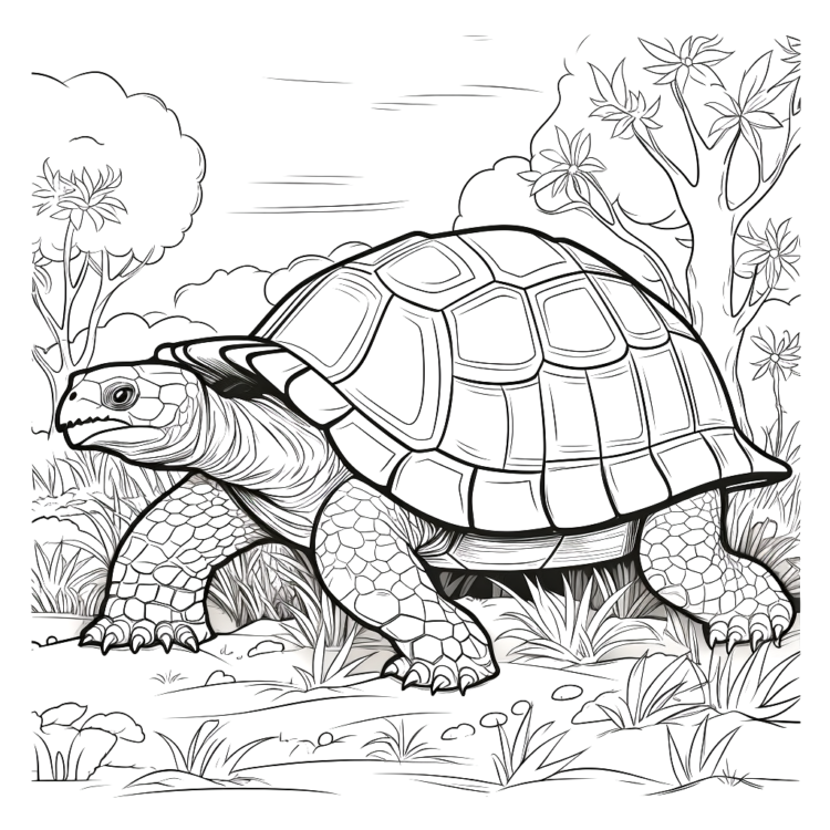 &ldquo;Große Landschildkröte&rdquo; Ausmalbild - kostenlos herunterladen