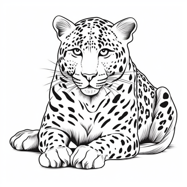 "Großer Leopard" Ausmalbild - kostenlos herunterladen