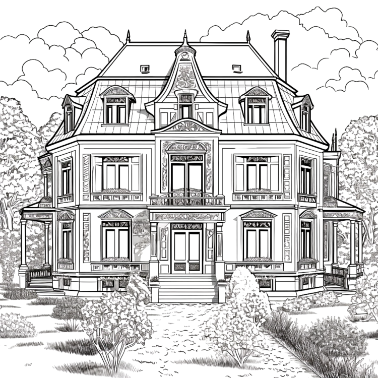 "Großes Haus" Ausmalbild - kostenlos herunterladen