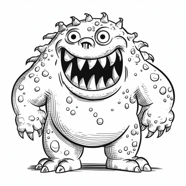 Ausmalbild Großes und gruseliges Monster