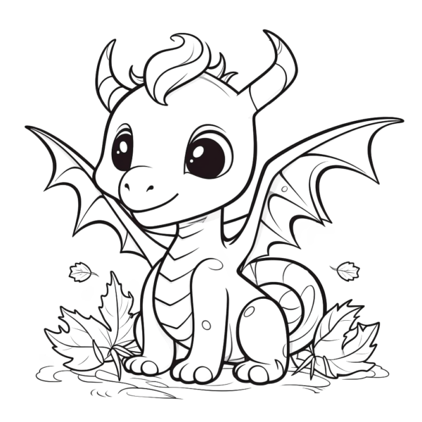  "Herbst Drache" Ausmalbild - kostenlos herunterladen 