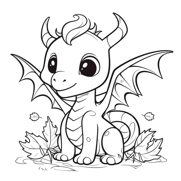 Dibujo para colorear dragón de otoño