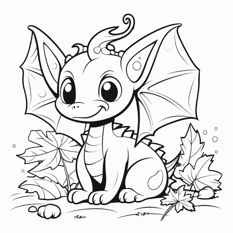 Dibujo para colorear dragón de otoño