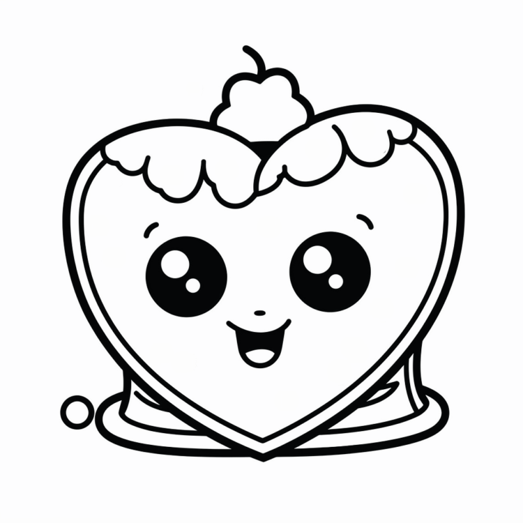 Coloring picture heart cake