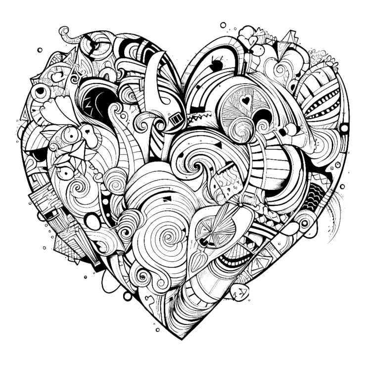 Dibujo para colorear arte del corazón