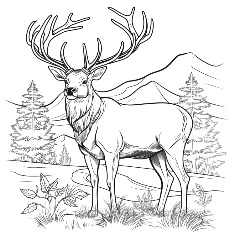  Foto zu "Hirsche" Ausmalbild - kostenlos herunterladen 