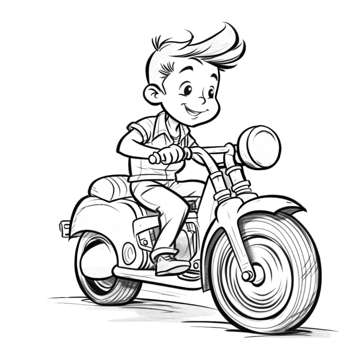 Dibujo para colorear de un joven motorista
