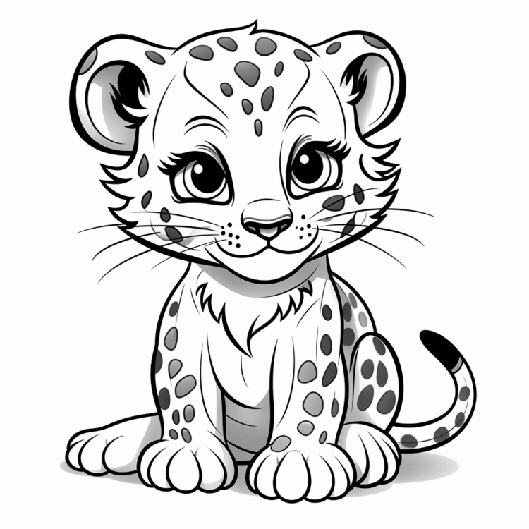 Ausmalbild Junger Leopard