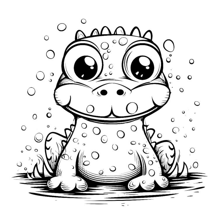 Dibujo para colorear de un cocodrilo joven