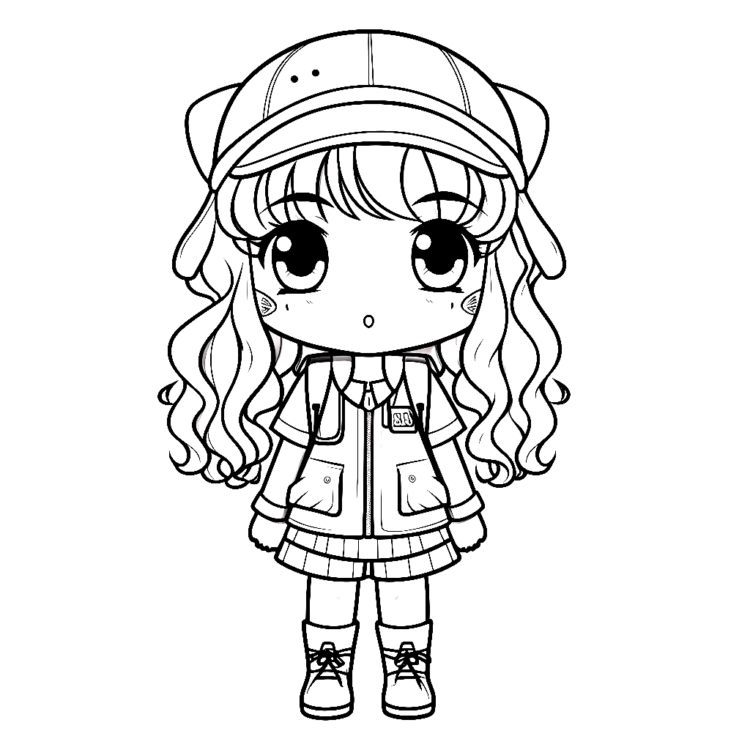 Dibujo para colorear Kawaii Anime