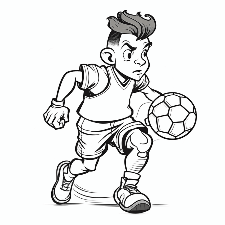 Dibujo para colorear niño jugador de fútbol