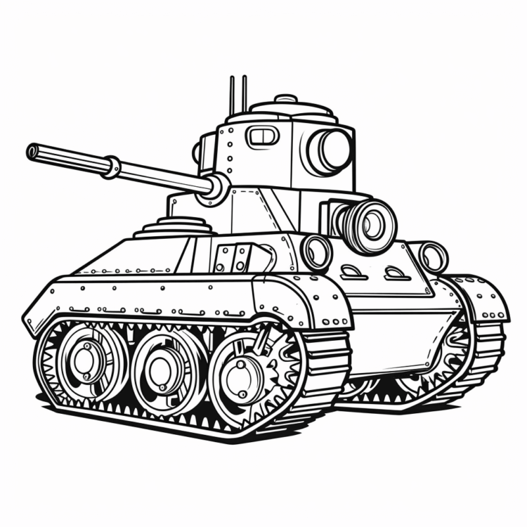 Dibujo para colorear tanque de juguete