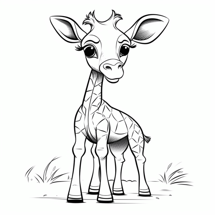 Ausmalbild Kleine Giraffe