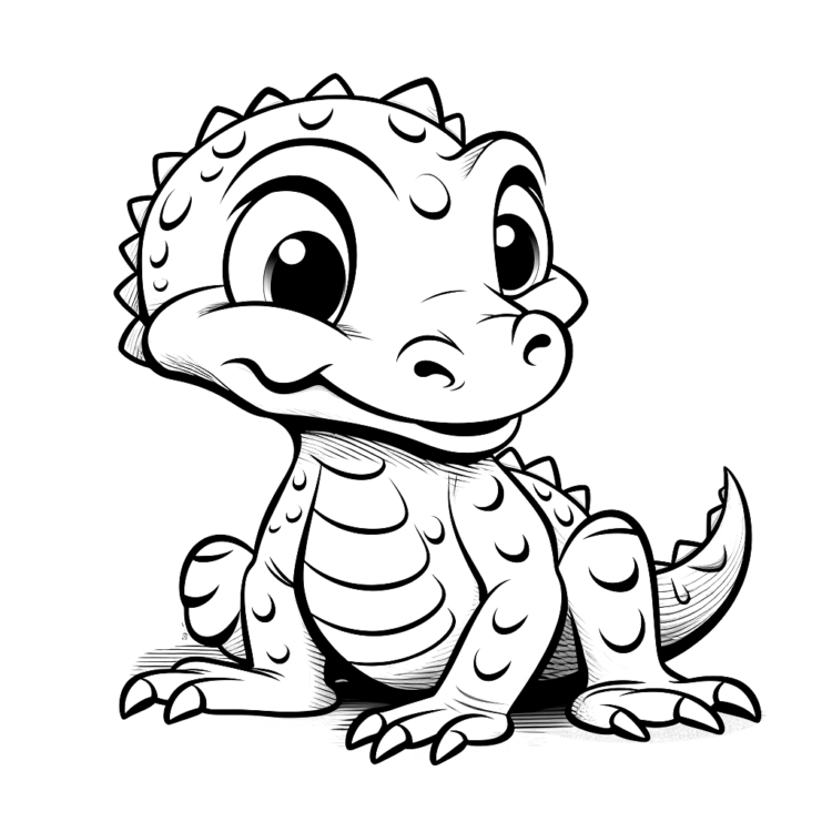 Ausmalbild Kleines Krokodil