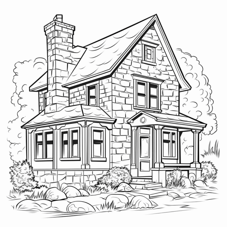 Ausmalbild Kleines Steinhaus