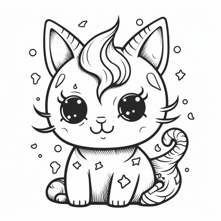  "Knuffige Einhorn Katze" Ausmalbild - kostenlos herunterladen Bildidee 