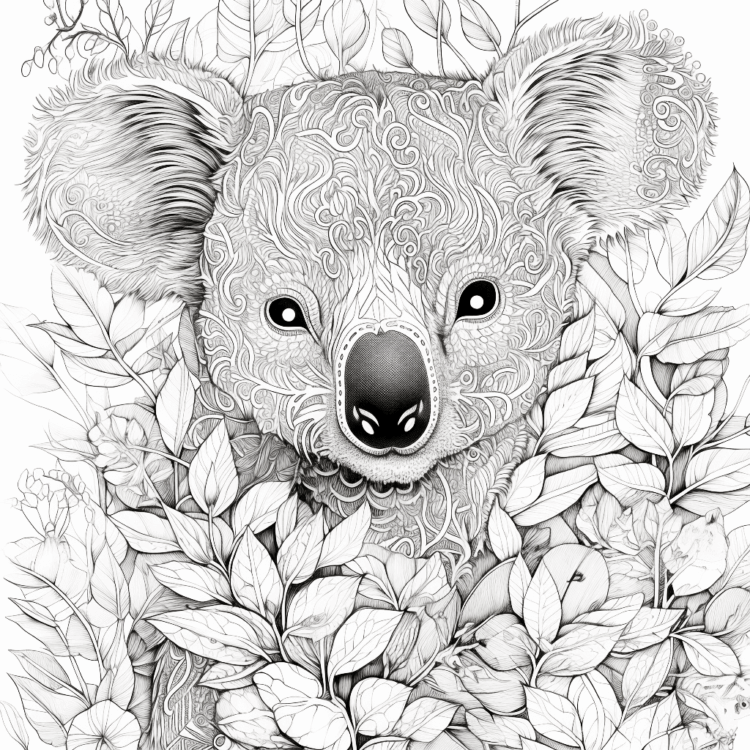 Ausmalbild Koala im Dschungel