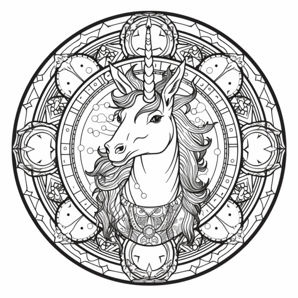  "Mandala von einem Einhorn" Ausmalbild - kostenlos herunterladen Motiv 