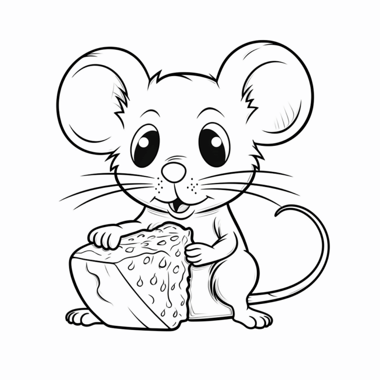Coloring picture mouse and cheese