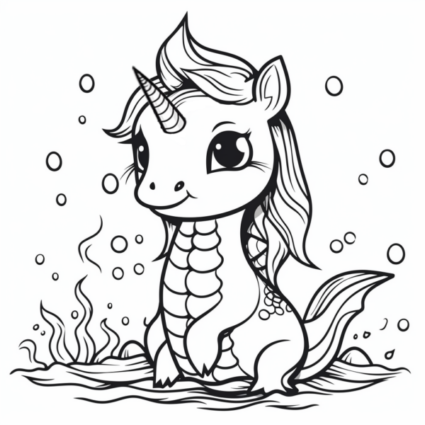 "Meerjungfrau Drache Einhorn" kostenloses Ausmalbild