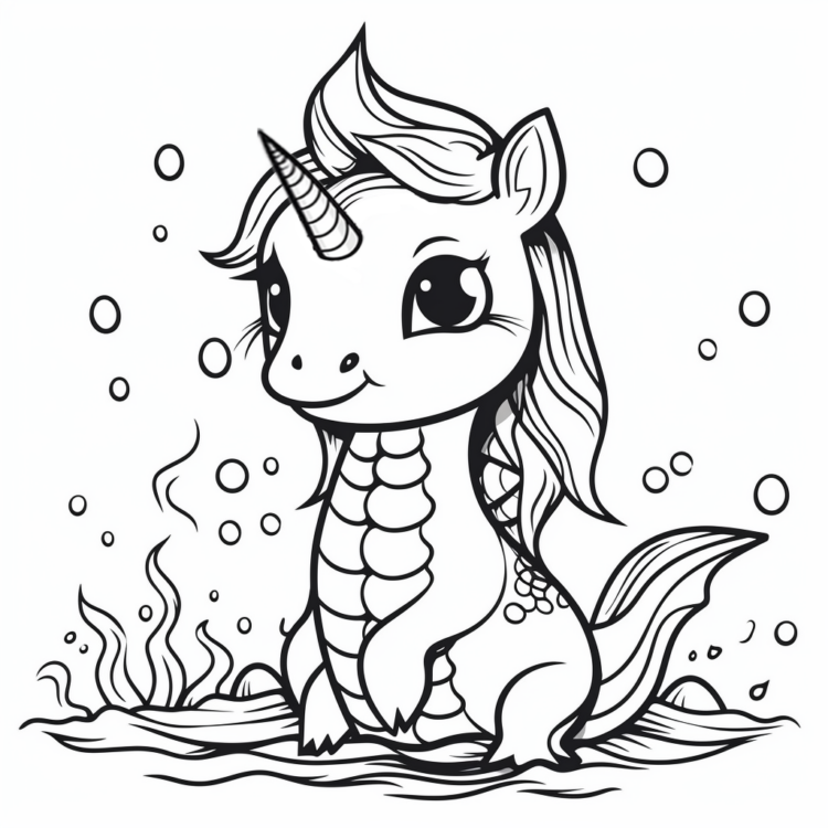 "Meerjungfrau Drache Einhorn" kostenloses Ausmalbild
