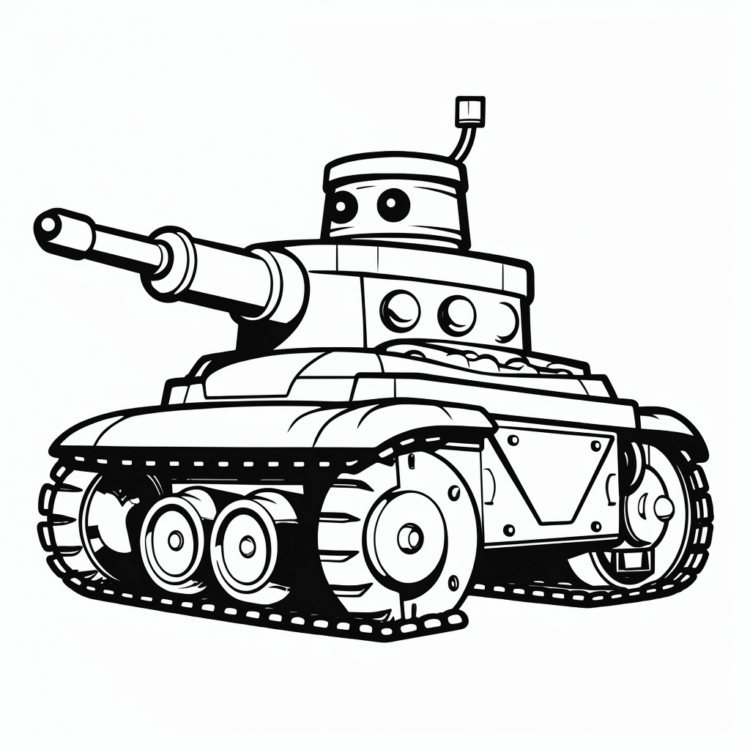 Coloring picture military toy tank