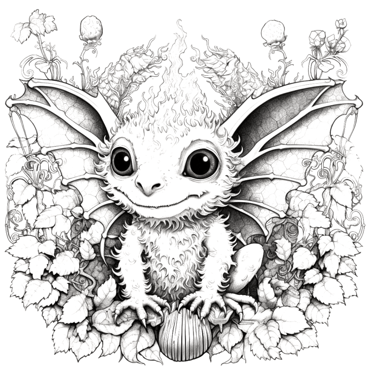 Dibujo para colorear naturaleza y duende