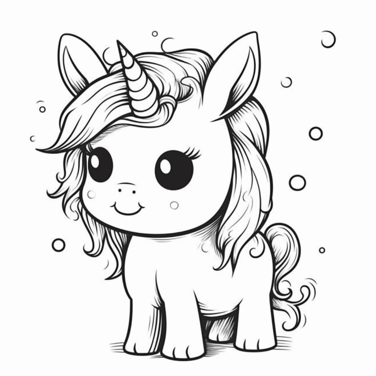 Ausmalbild Niedlich Einhorn Pummel