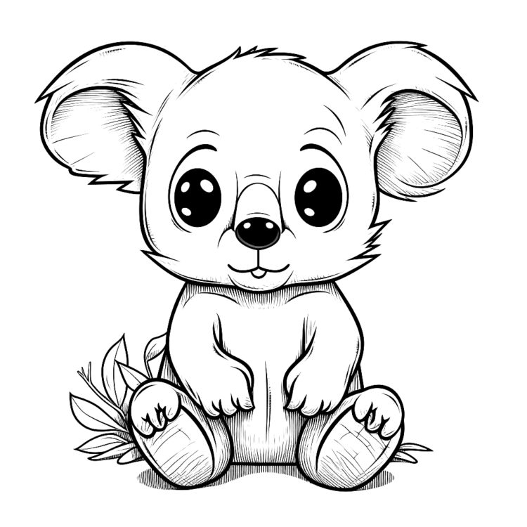 Dibujo para colorear lindo koala