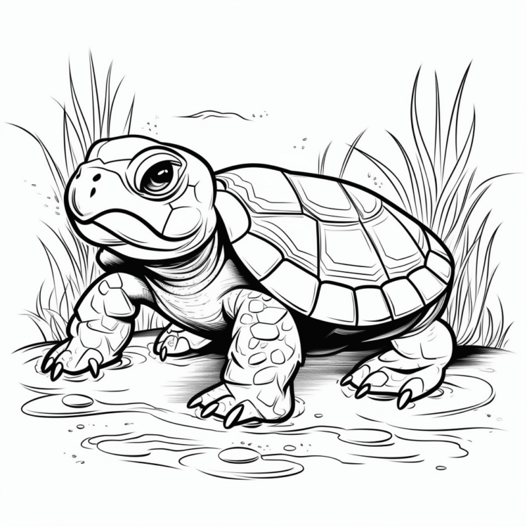 Eastern pond turtle coloring page