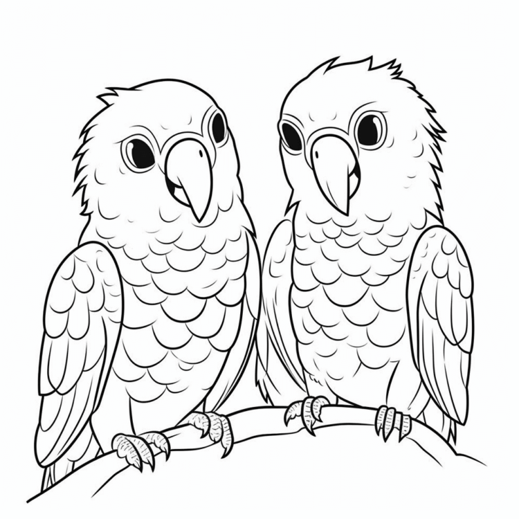 Parrots coloring page