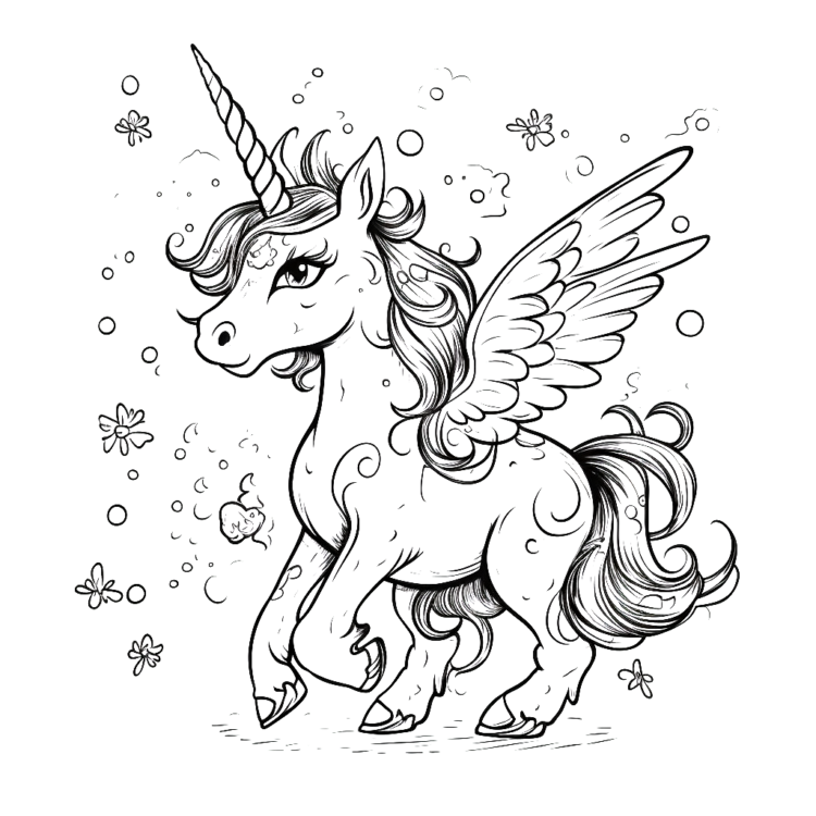 Ausmalbilder Pegasus Einhorn